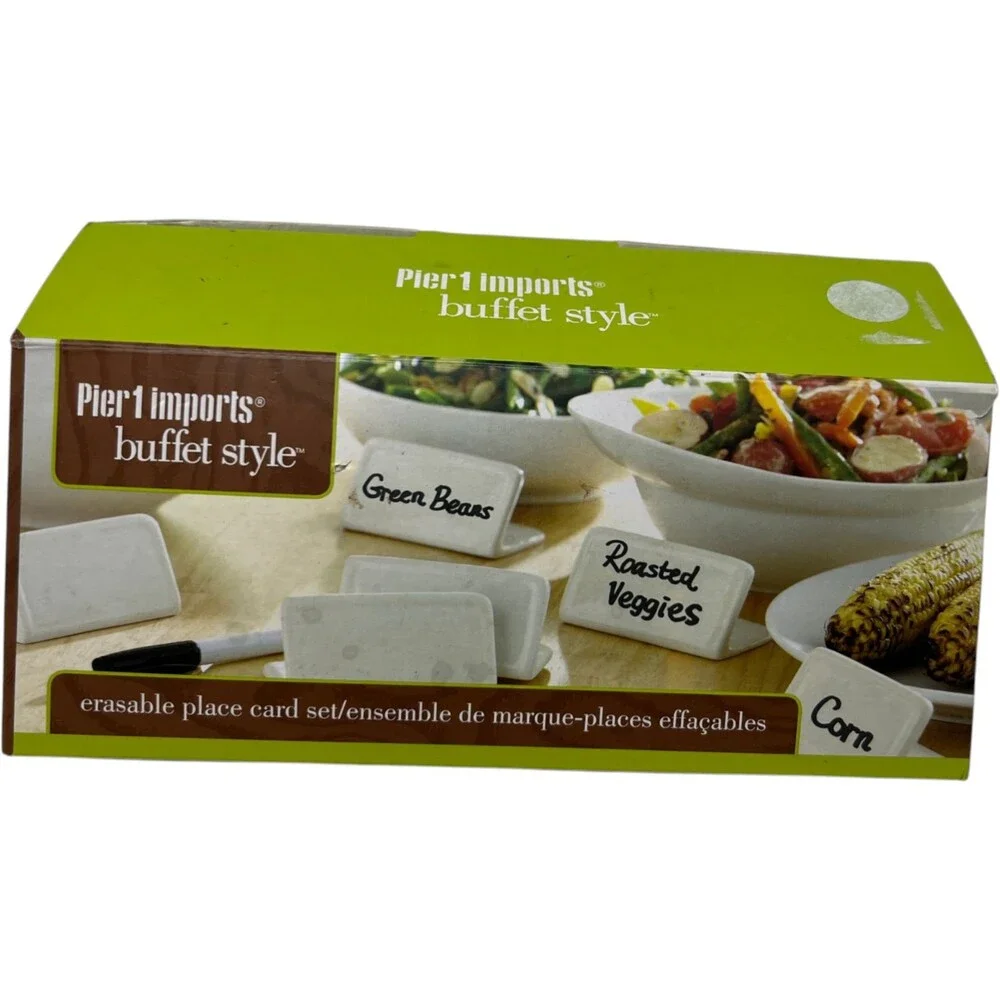 Pier 1 Imports Erasable Place Card Set Buffet Style White Ceramic